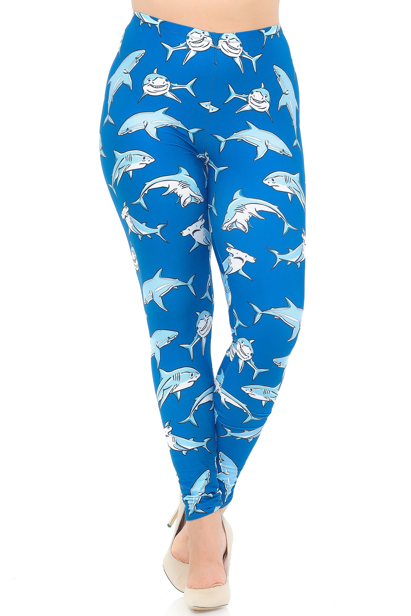 Wholesale Creamy Soft Shark Extra Plus Size Leggings - 3X-5X - USA Fashion