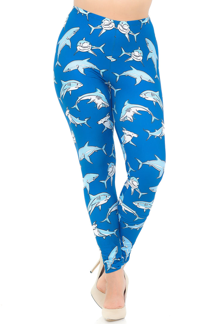 Wholesale Creamy Soft Shark Extra Plus Size Leggings - 3X-5X - USA Fashion
