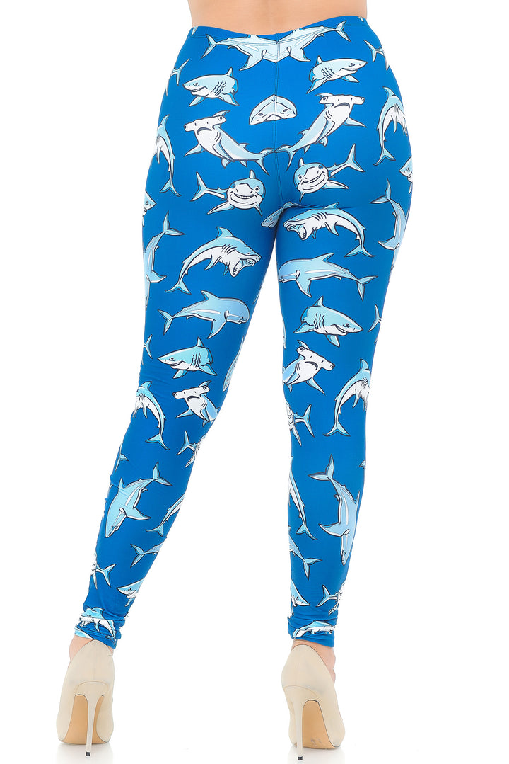 Wholesale Creamy Soft Shark Extra Plus Size Leggings - 3X-5X - USA Fashion
