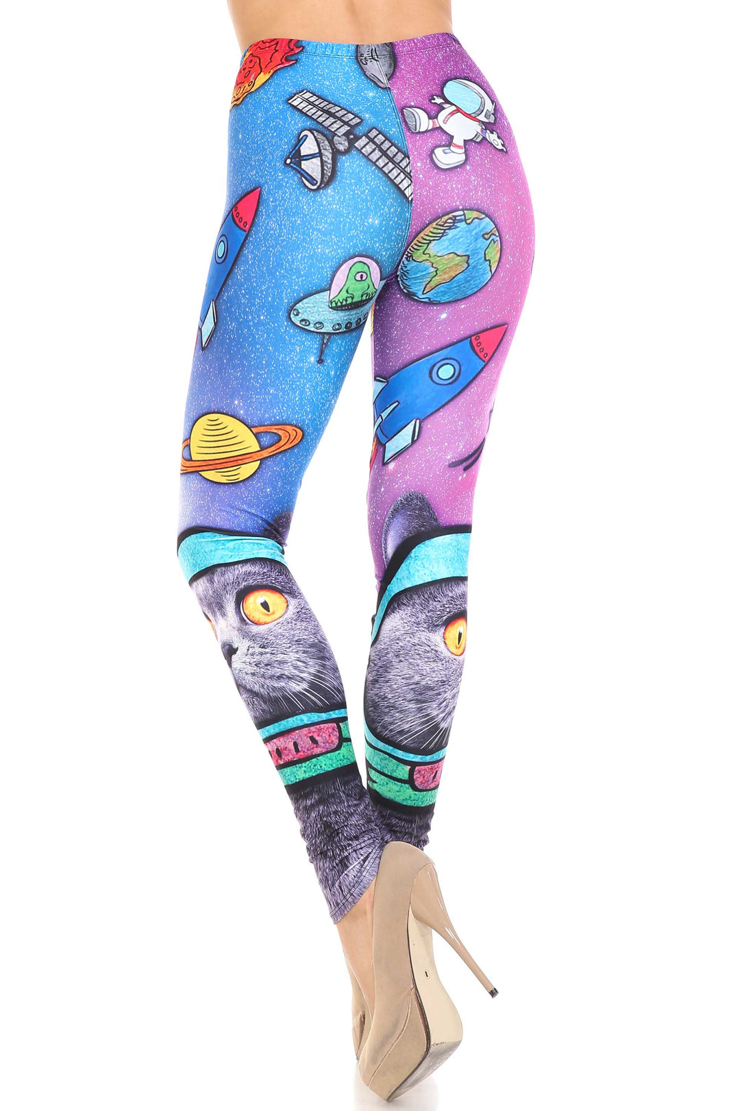 Wholesale Creamy Soft Space Cat Extra Plus Size Leggings - 3X-5X - USA Fashion
