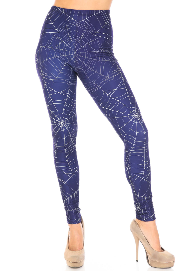 Wholesale Creamy Soft Spiderwebs Halloween Extra Plus Size Leggings - 3X-5X - By USA Fashion