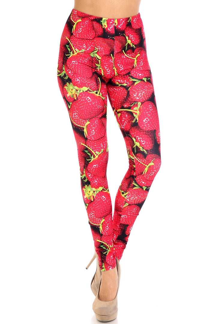 Wholesale Creamy Soft Strawberry Extra Plus Size Leggings - 3X-5X - USA Fashion