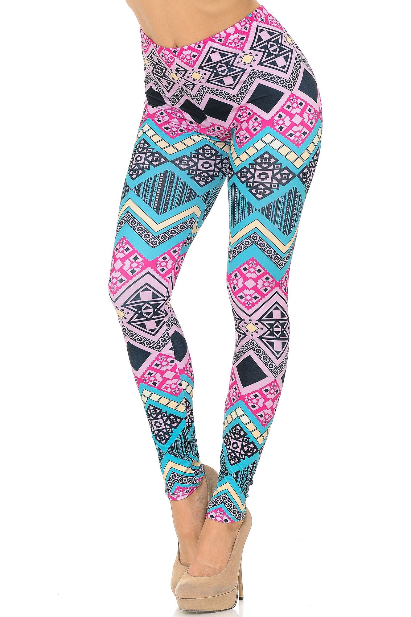 Wholesale Creamy Soft Tasty Tribal Extra Plus Size Leggings - 3X-5X - USA Fashion