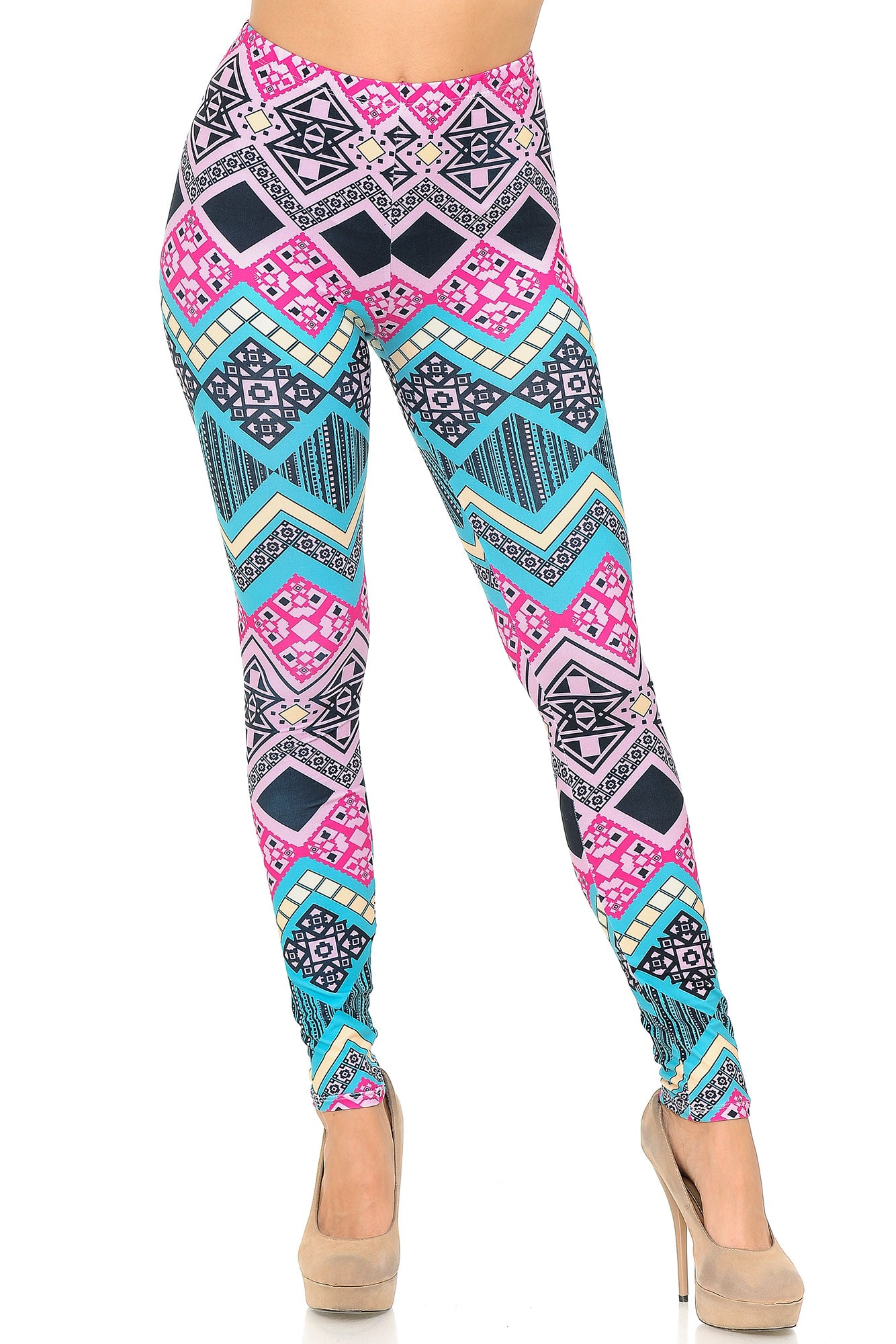 Wholesale Creamy Soft Tasty Tribal Extra Plus Size Leggings - 3X-5X - USA Fashion