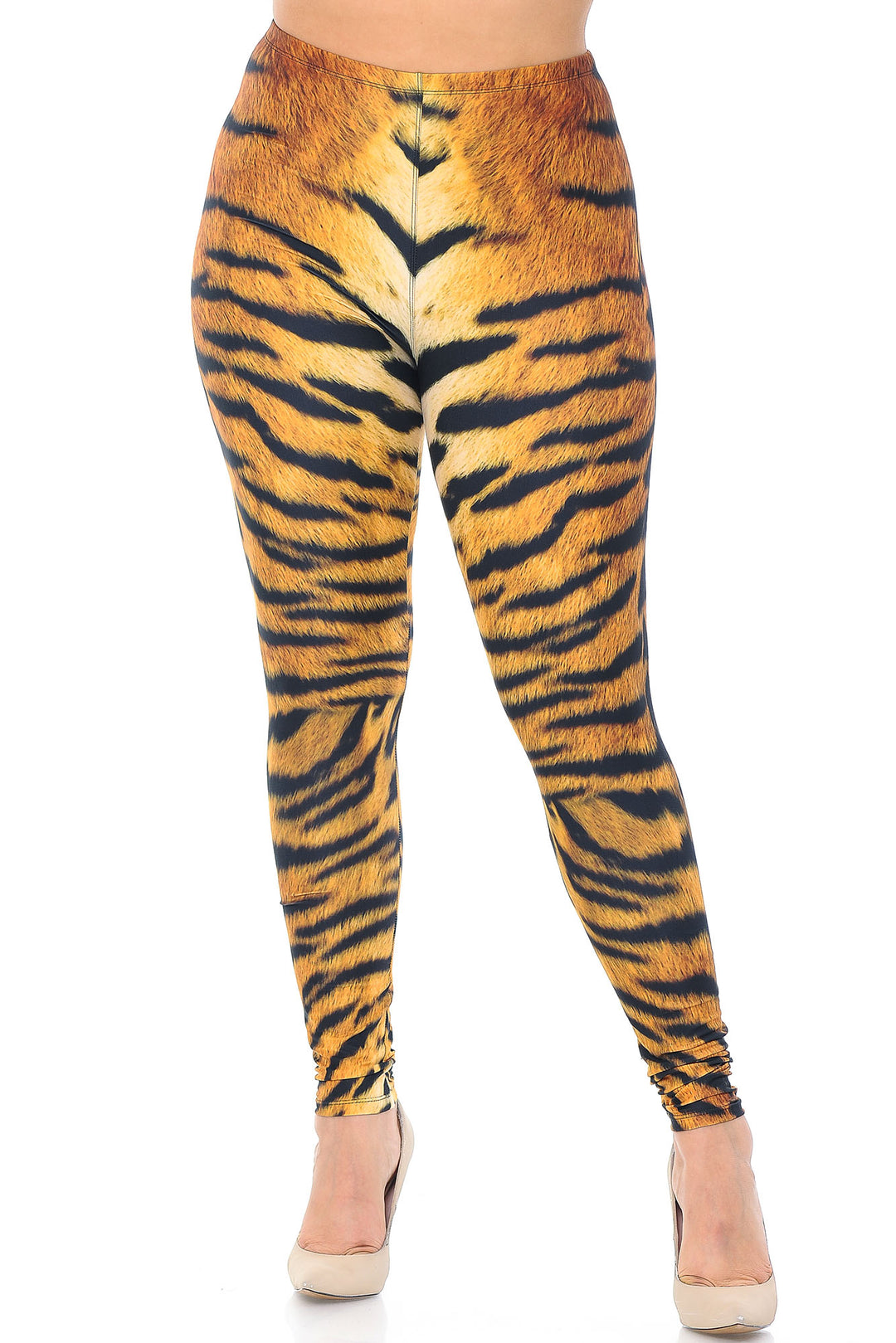 Wholesale Creamy Soft Tiger Print Extra Plus Size Leggings - 3X-5X - USA Fashion