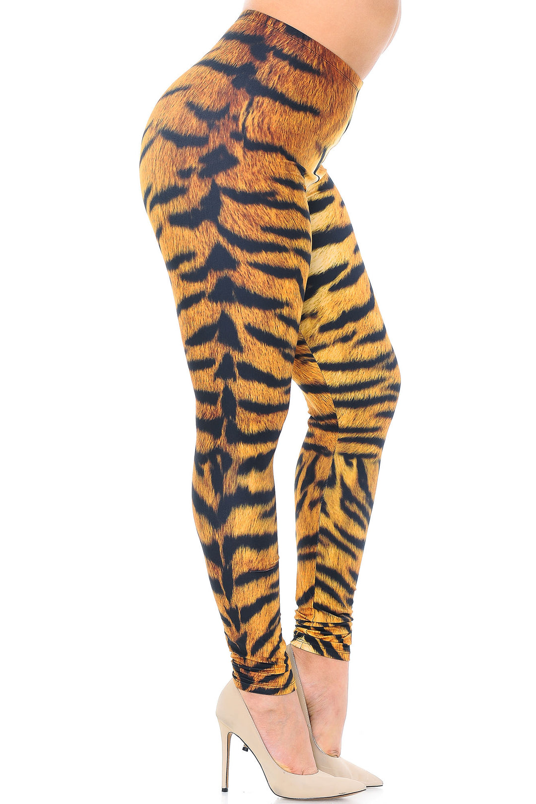 Wholesale Creamy Soft Tiger Print Extra Plus Size Leggings - 3X-5X - USA Fashion