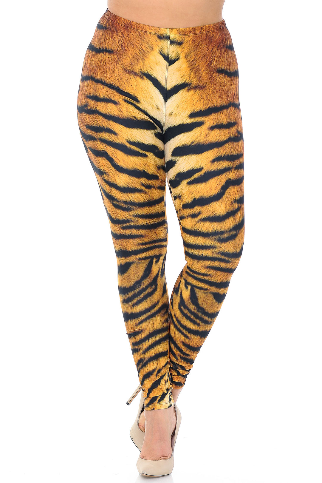 Wholesale Creamy Soft Tiger Print Extra Plus Size Leggings - 3X-5X - USA Fashion