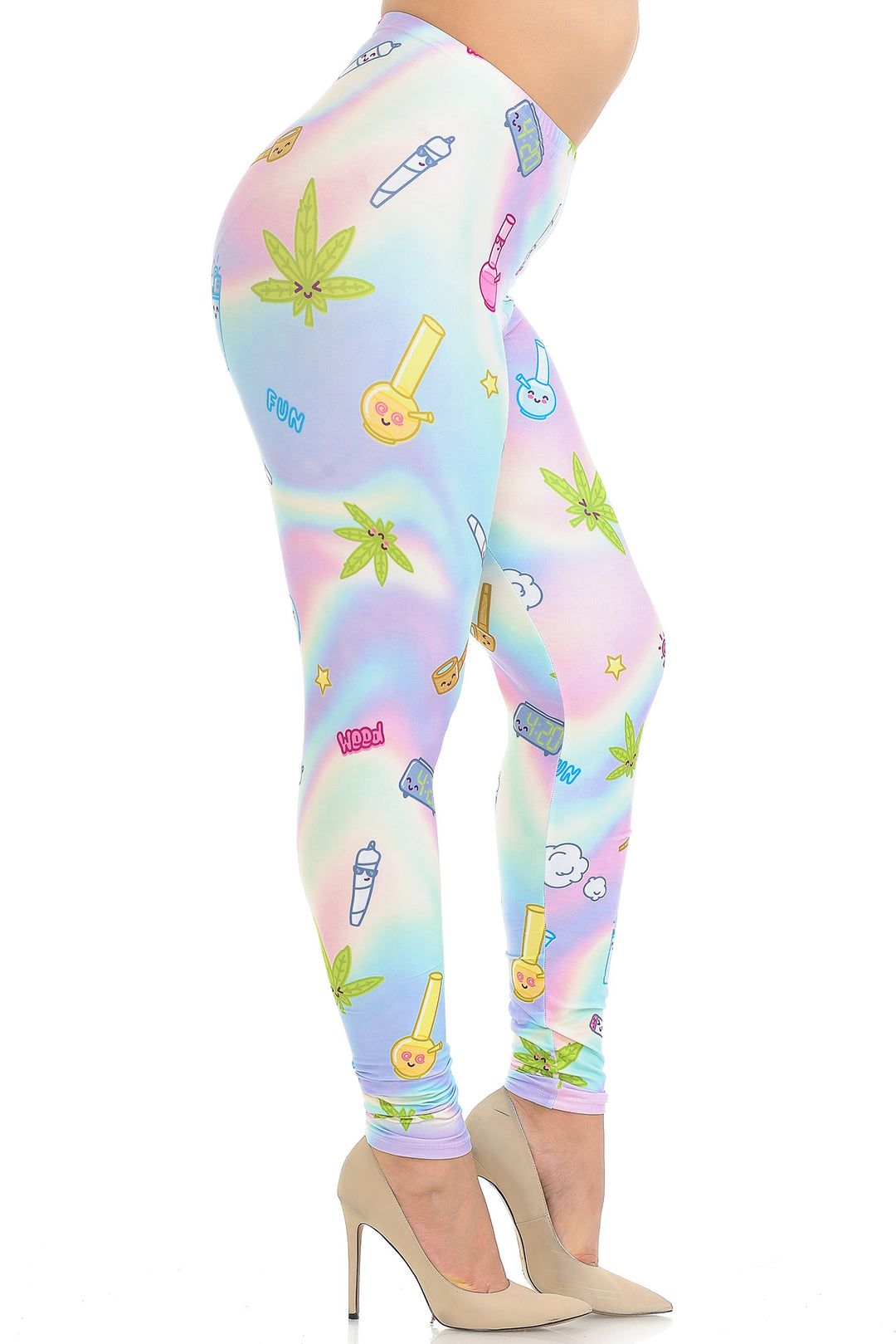 Wholesale Creamy Soft Marijuana Life Extra Plus Size Leggings - 3X-5X - USA Fashion