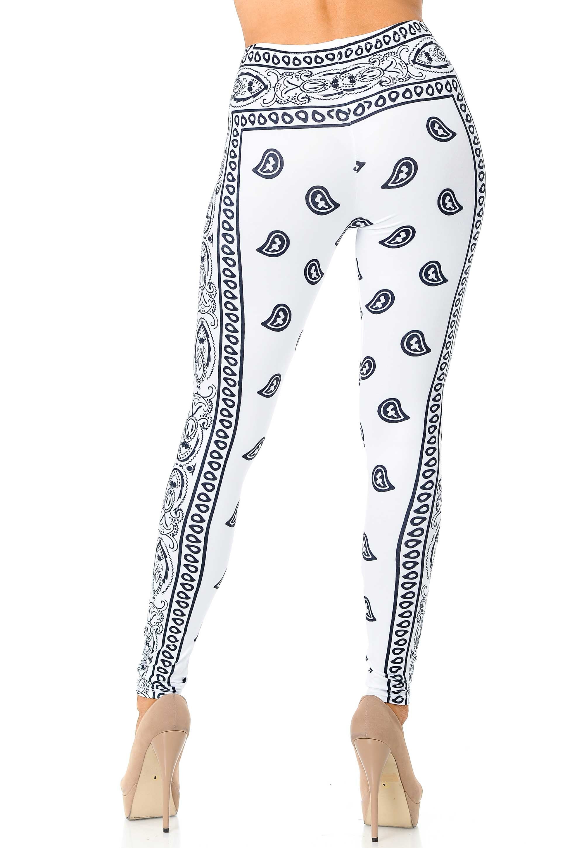 Wholesale Creamy Soft White Bandana Extra Plus Size Leggings - 3X-5X - USA Fashion