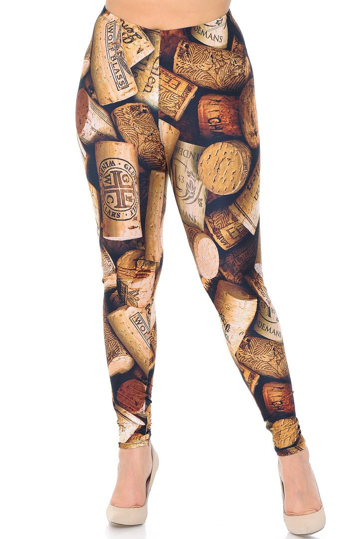 Wholesale Creamy Soft Wine Cork Extra Plus Size Leggings - 3X-5X - USA Fashion