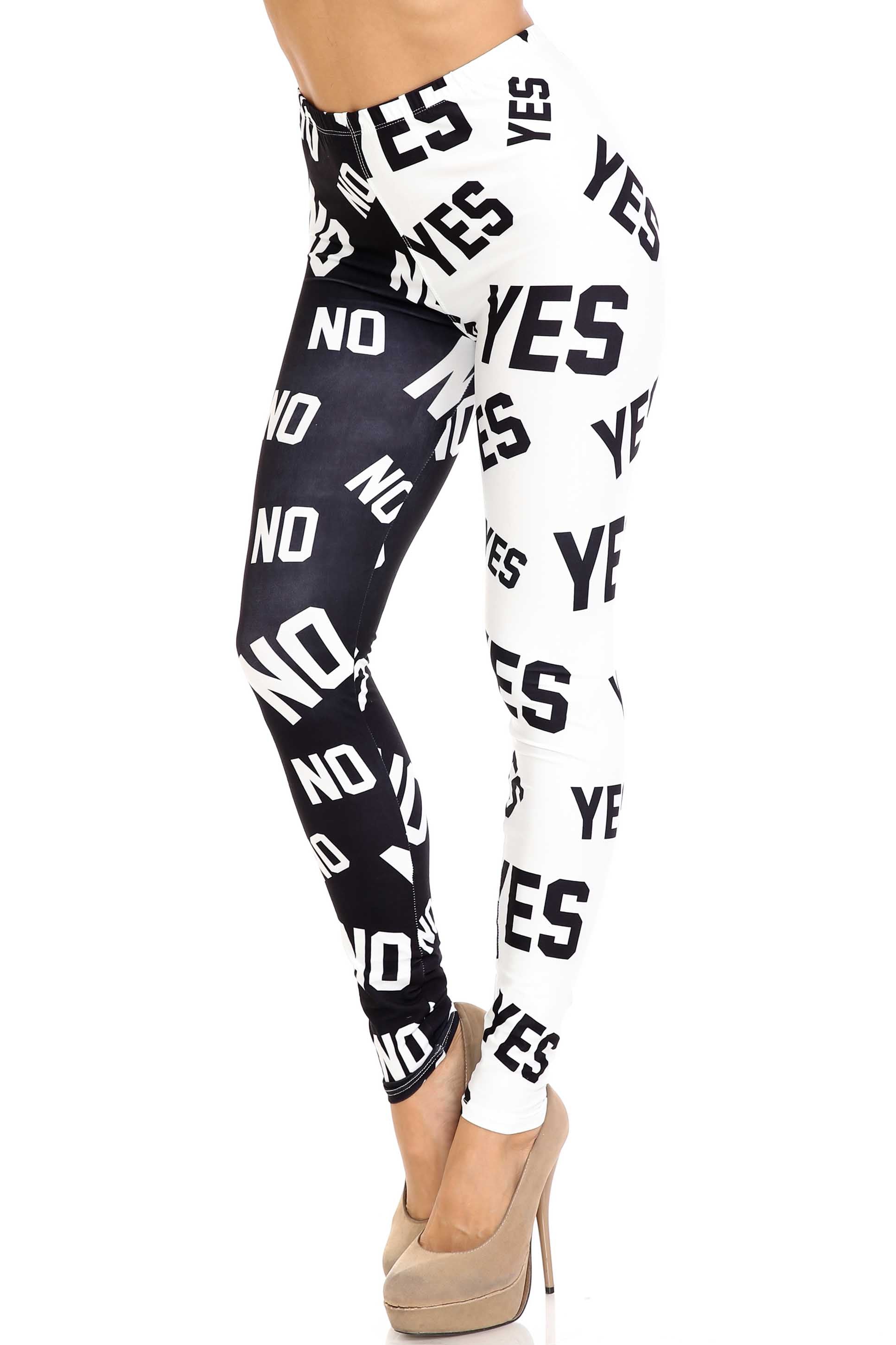 Wholesale Creamy Soft Yes and No Extra Plus Size Leggings - 3X-5X - By USA Fashion