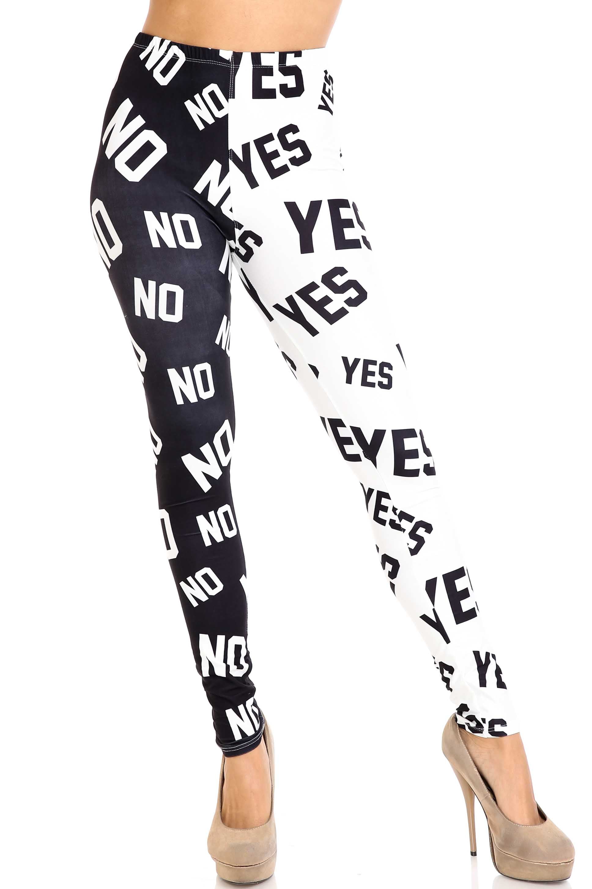 Wholesale Creamy Soft Yes and No Extra Plus Size Leggings - 3X-5X - By USA Fashion