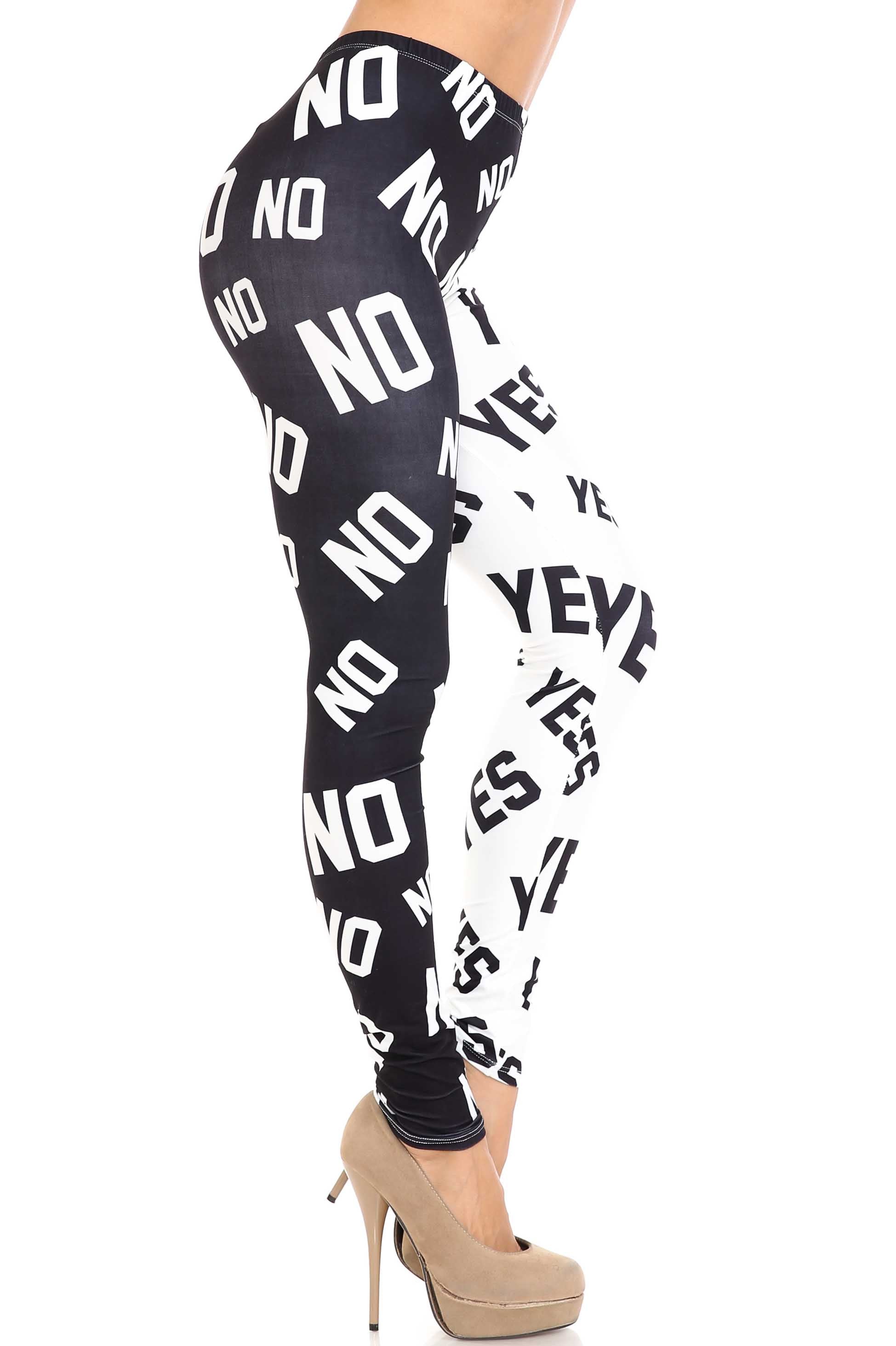 Wholesale Creamy Soft Yes and No Extra Plus Size Leggings - 3X-5X - By USA Fashion
