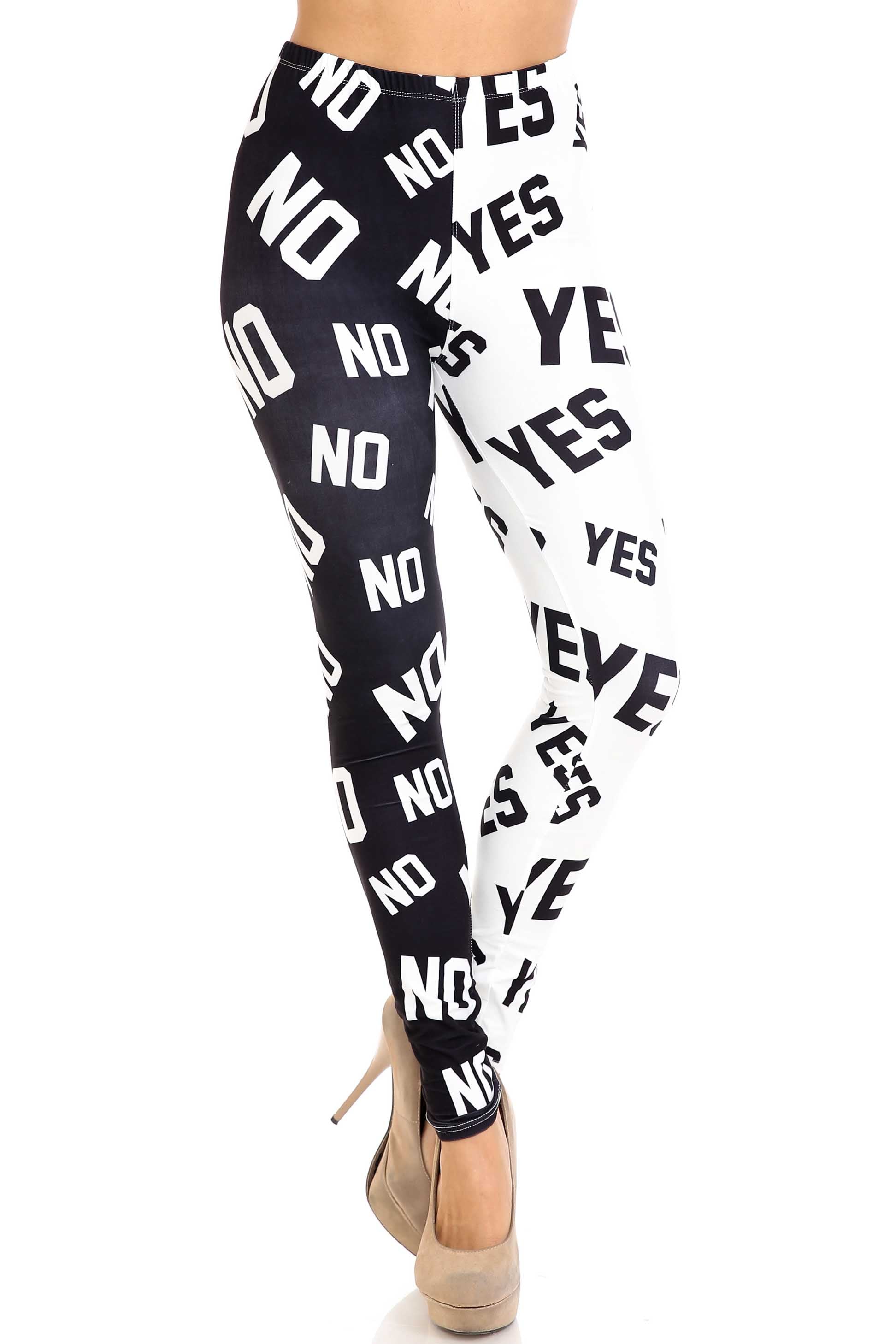 Wholesale Creamy Soft Yes and No Extra Plus Size Leggings - 3X-5X - By USA Fashion