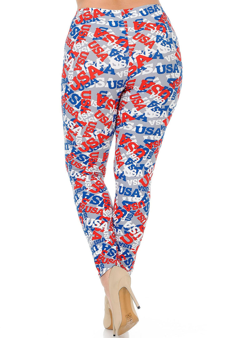 Wholesale Buttery Smooth All Over USA Extra Plus Size Leggings - 3X-5X