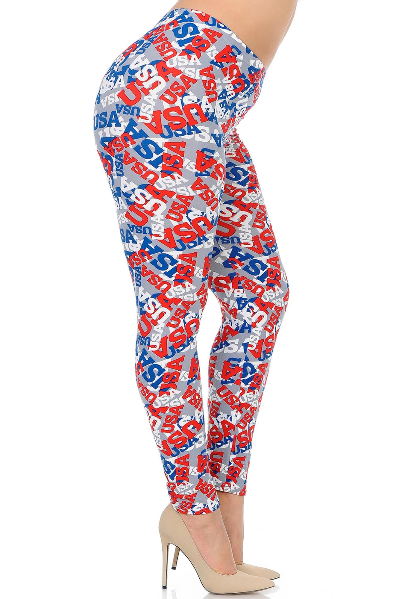 Wholesale Buttery Smooth All Over USA Extra Plus Size Leggings - 3X-5X