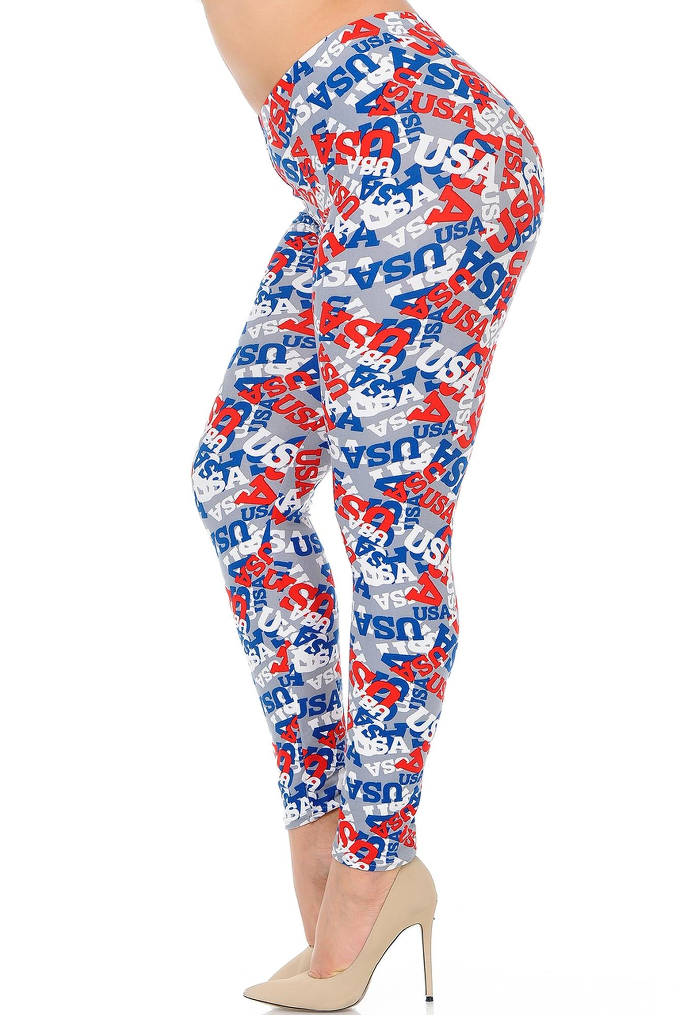Wholesale Buttery Smooth All Over USA Extra Plus Size Leggings - 3X-5X