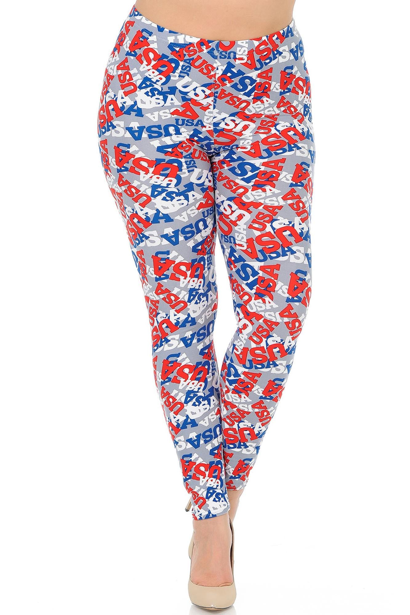 Wholesale Buttery Smooth All Over USA Extra Plus Size Leggings - 3X-5X