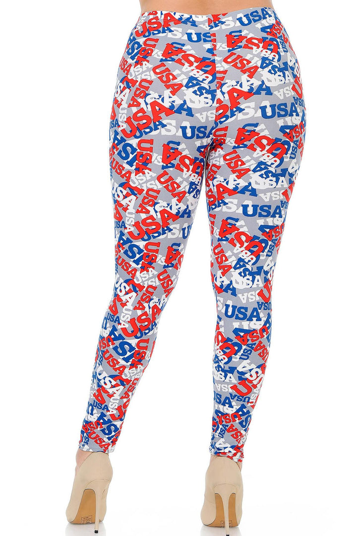 Wholesale Buttery Smooth All Over USA Extra Plus Size Leggings - 3X-5X