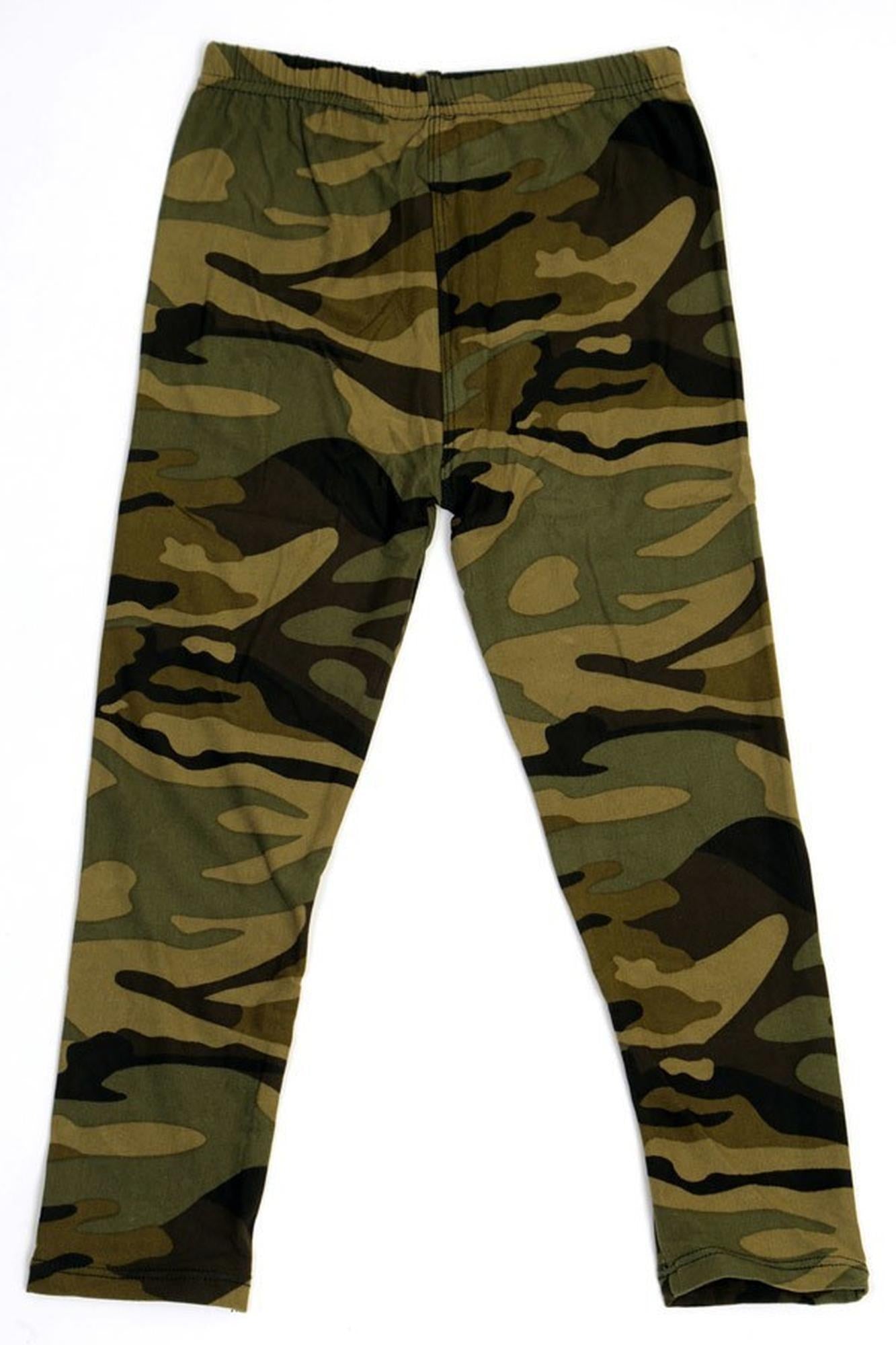 Wholesale Buttery Soft Green Camouflage Kids Leggings