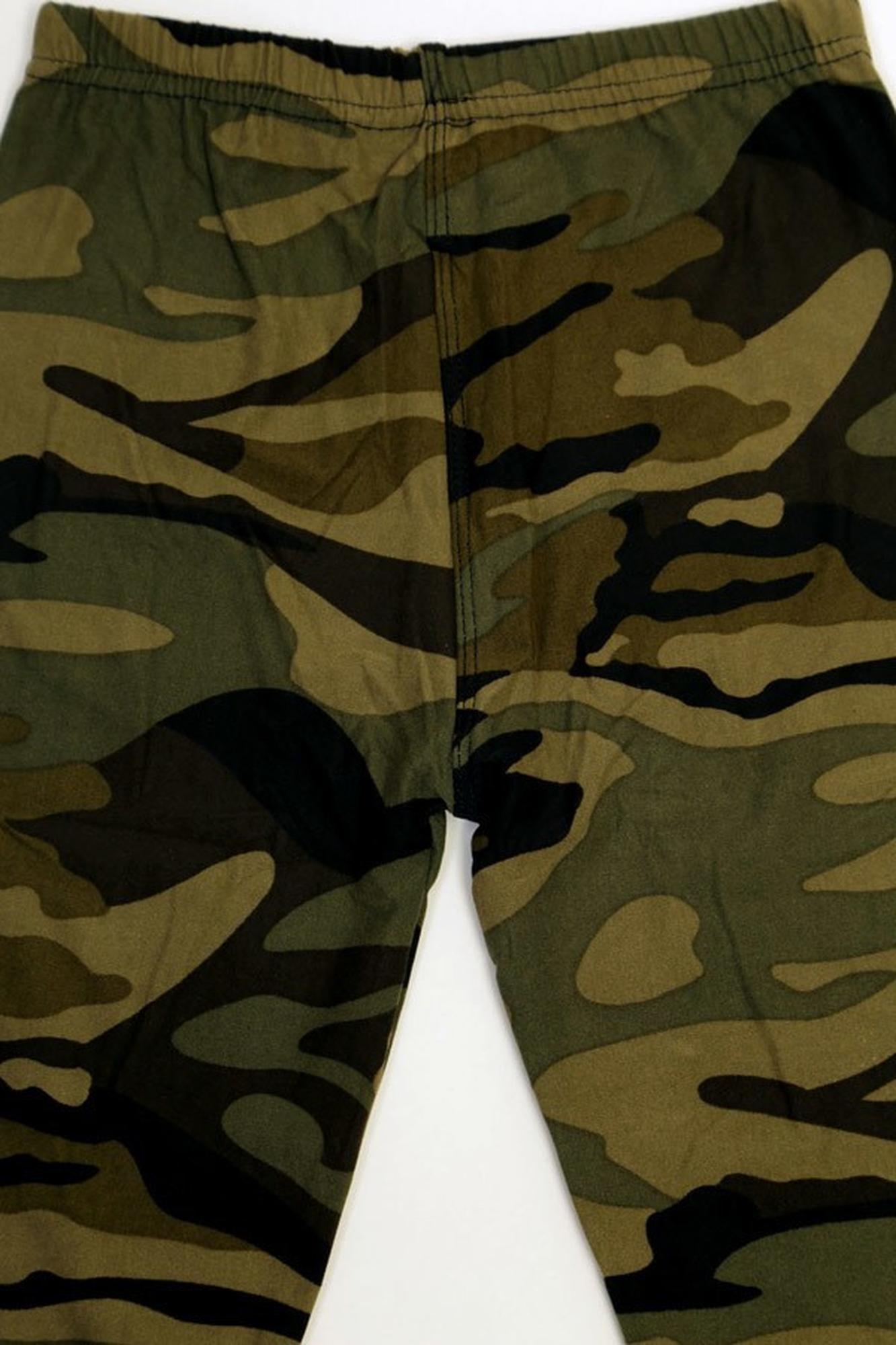 Wholesale Buttery Soft Green Camouflage Kids Leggings