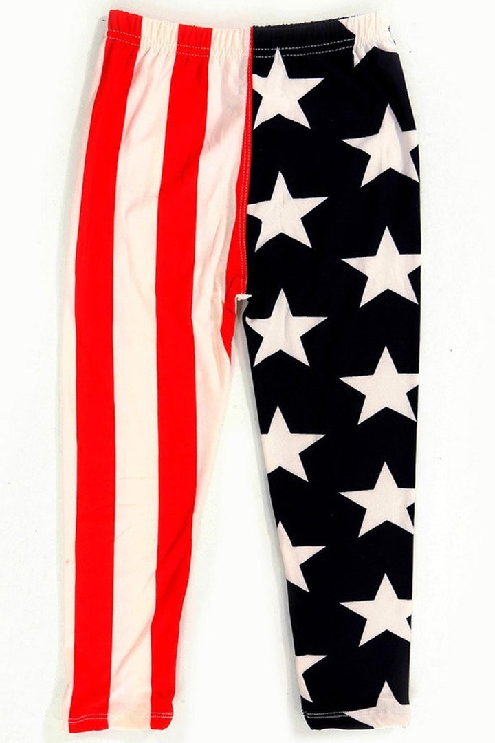 Wholesale Buttery Soft Split USA Flag Kids Leggings
