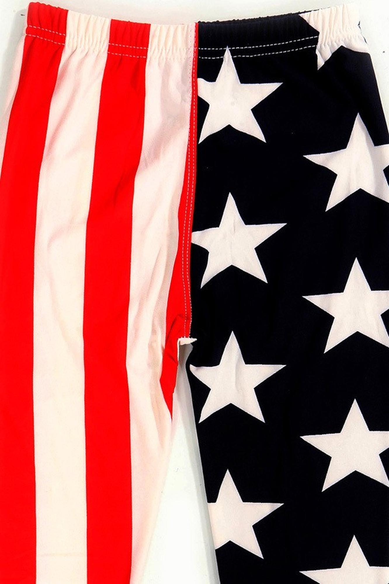Wholesale Buttery Soft Split USA Flag Kids Leggings