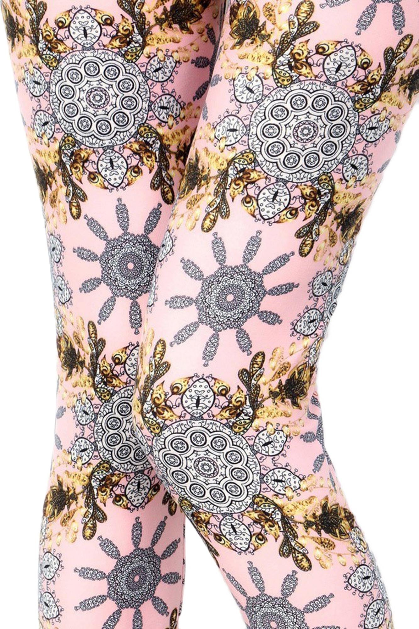 Wholesale Buttery Smooth Plus Size Gorgeous Pink Motif Leggings