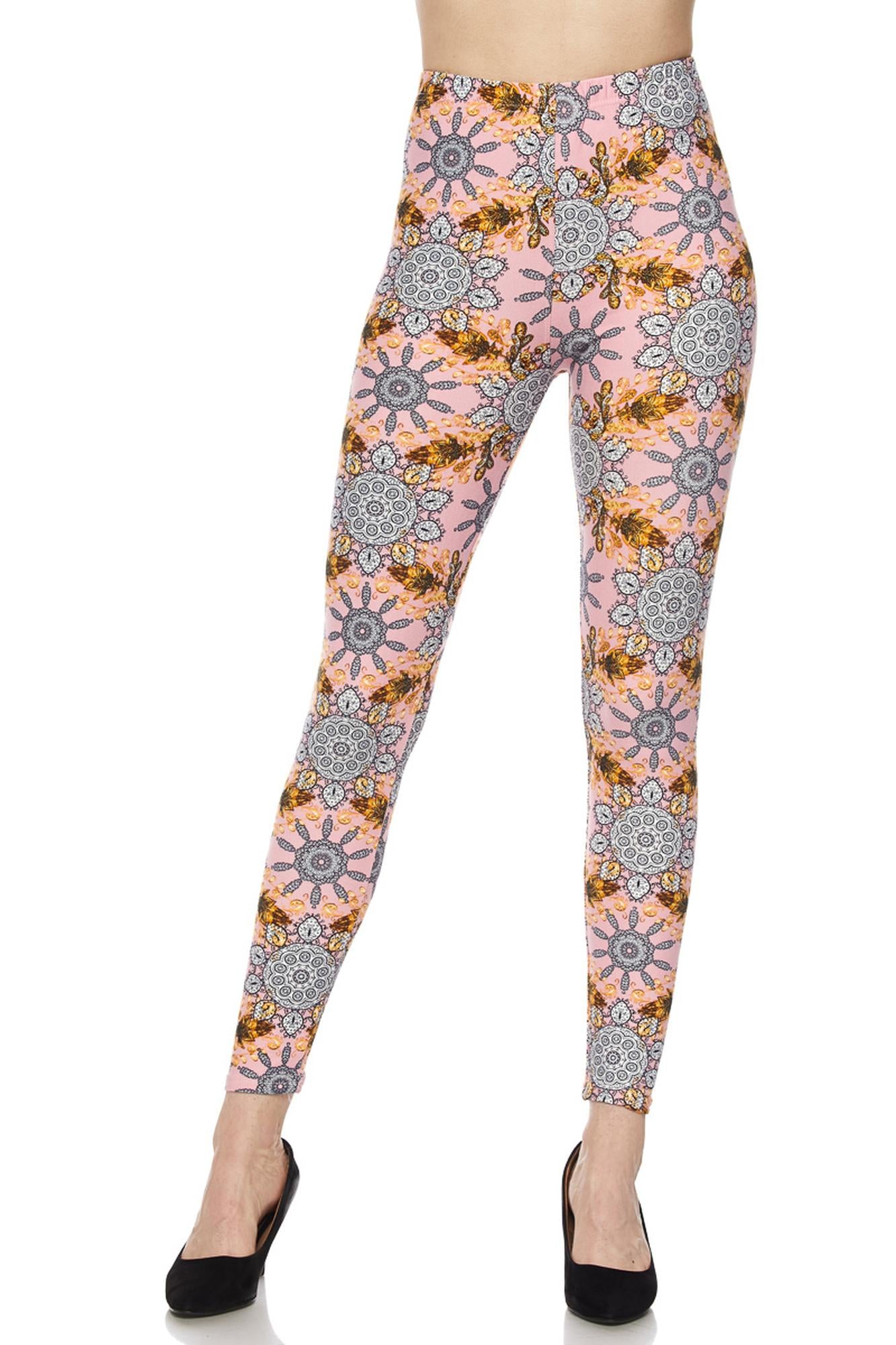 Wholesale Buttery Smooth Plus Size Gorgeous Pink Motif Leggings