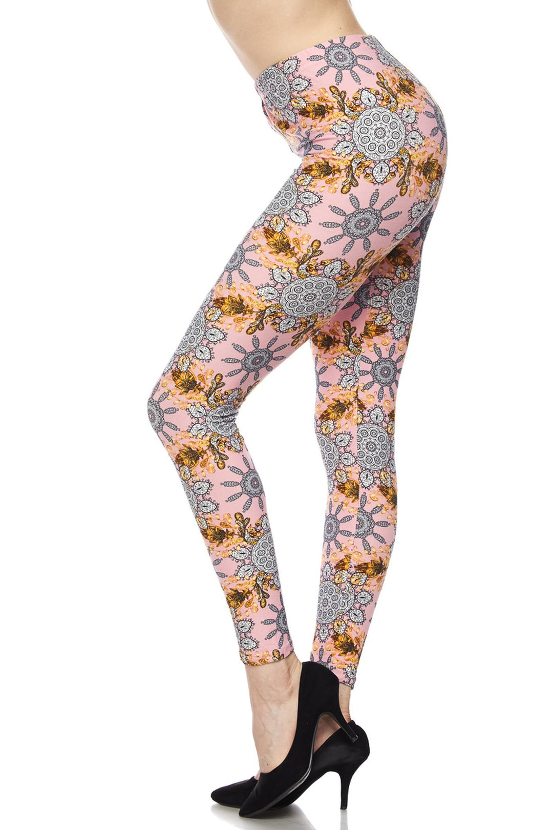 Wholesale Buttery Smooth Plus Size Gorgeous Pink Motif Leggings