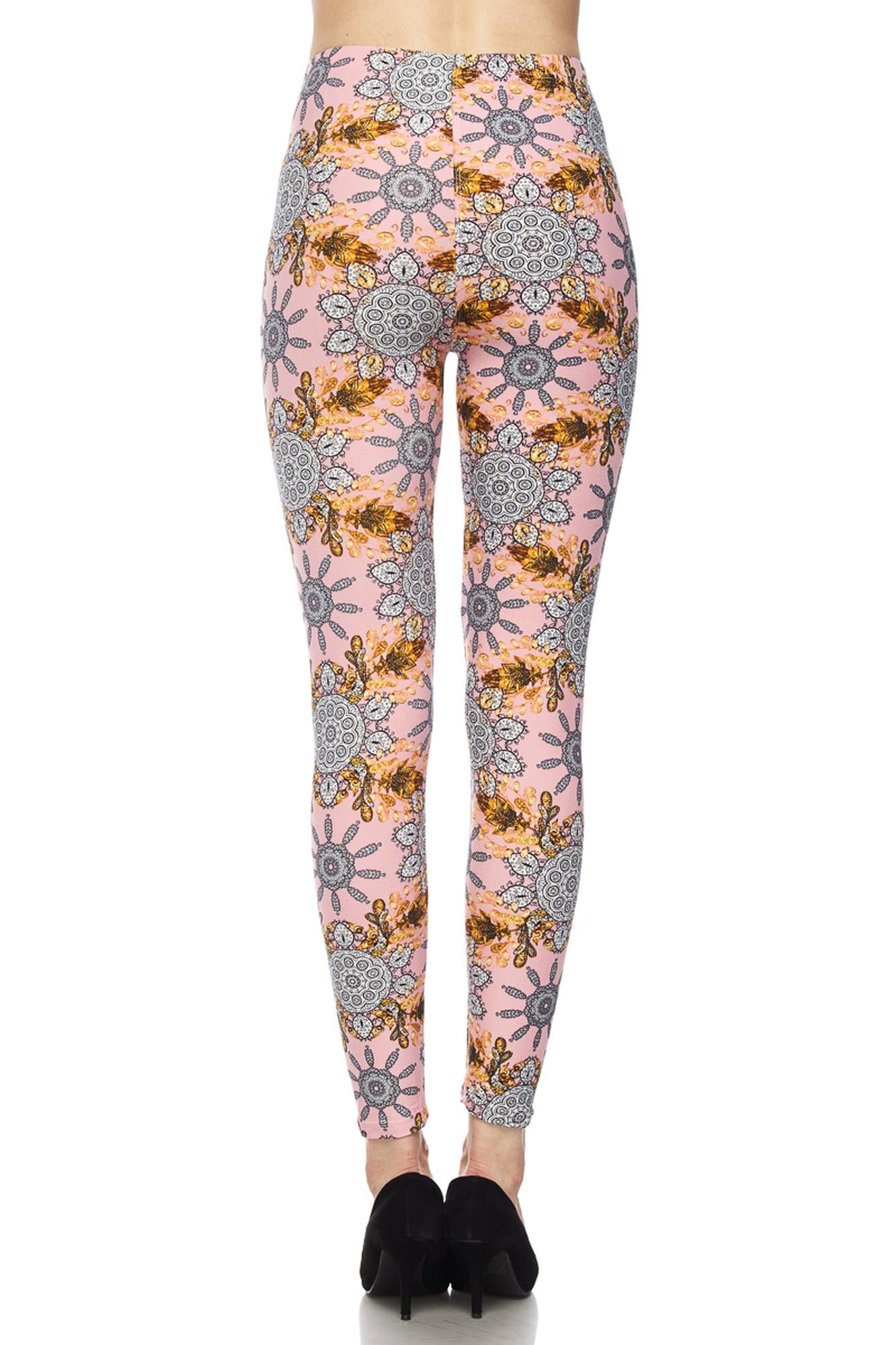 Wholesale Buttery Smooth Plus Size Gorgeous Pink Motif Leggings