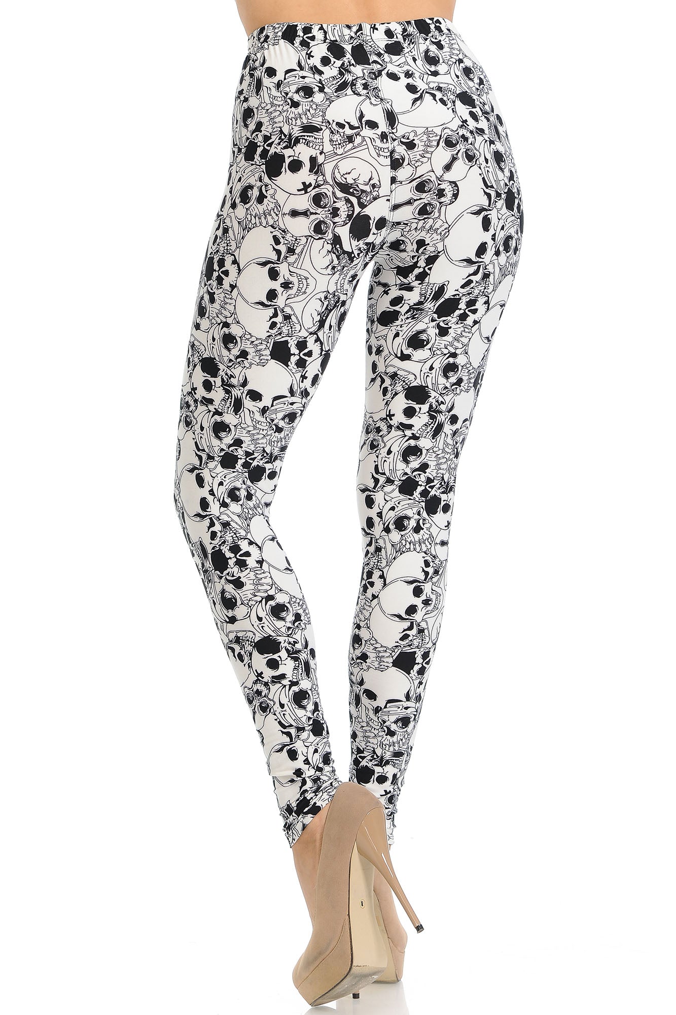 Wholesale Buttery Smooth White Layers of Skulls Leggings