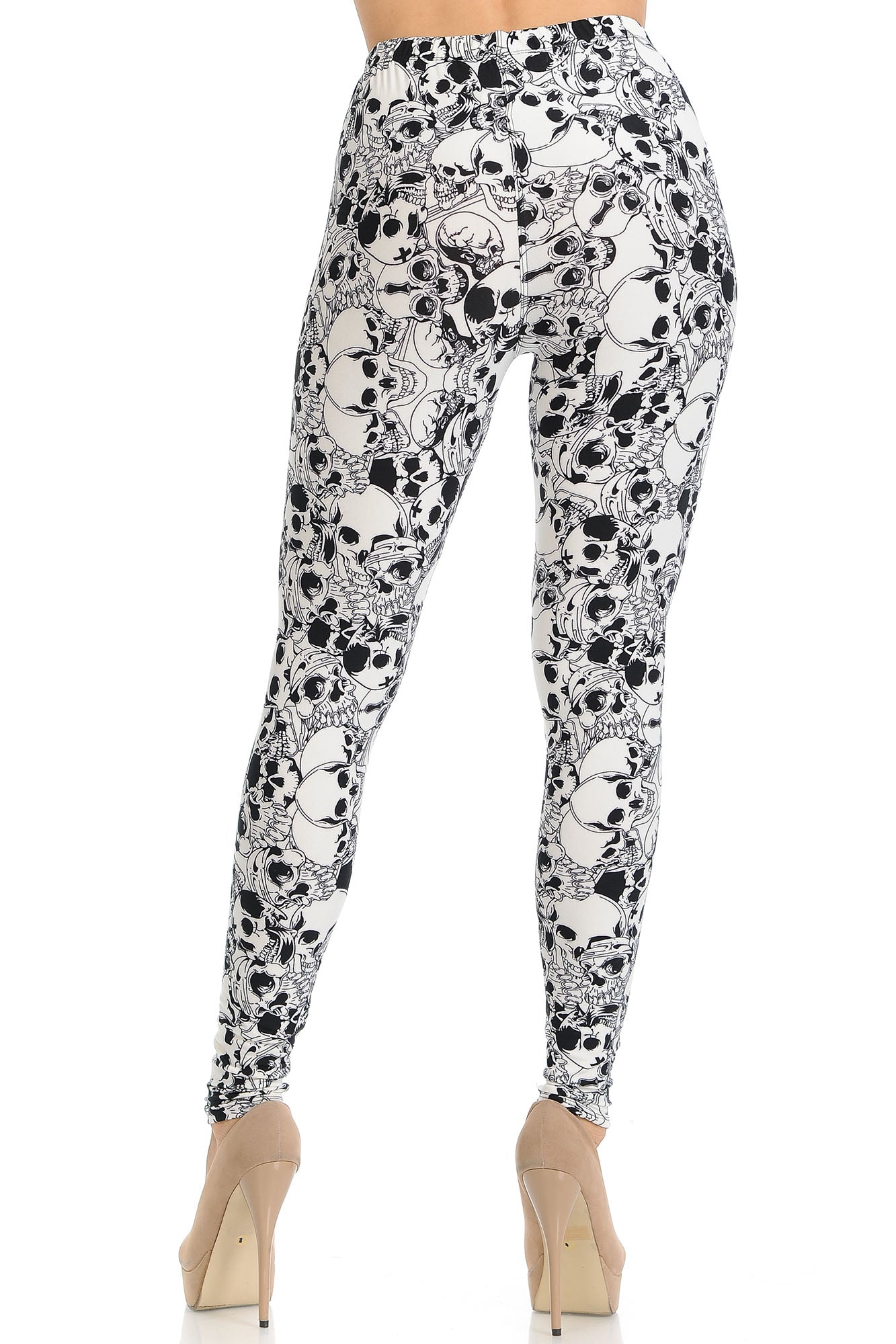 Wholesale Buttery Smooth White Layers of Skulls Leggings