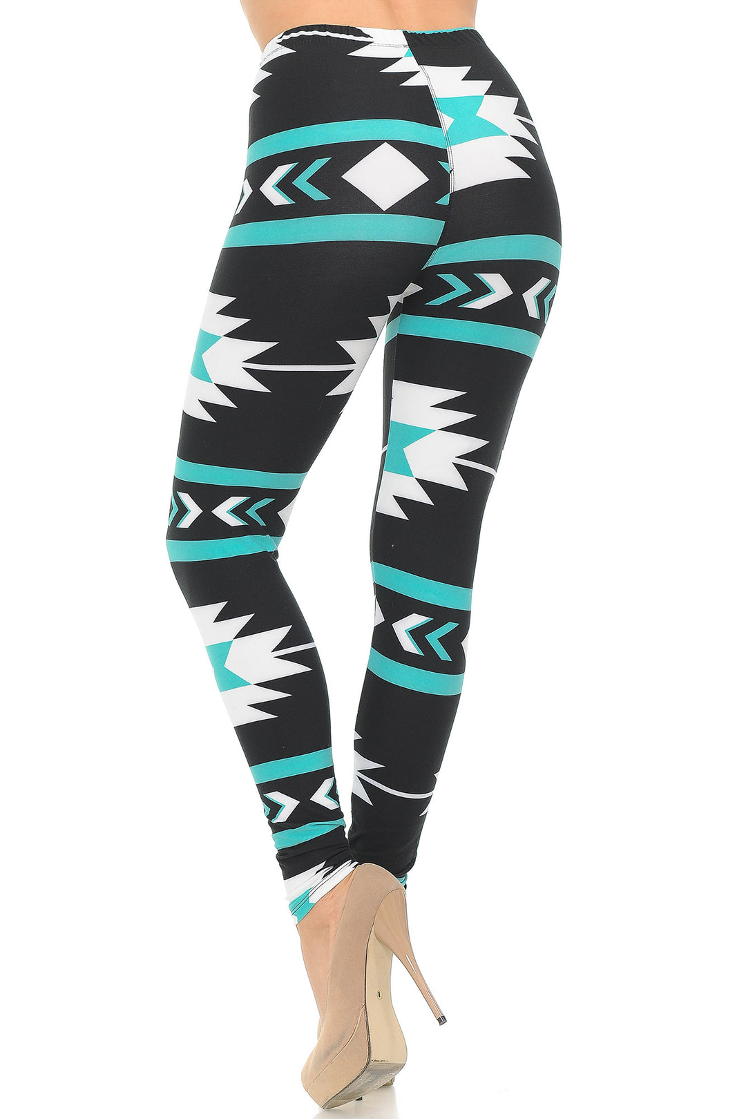 Wholesale Buttery Smooth Mint on Black Azteca Tribal Leggings
