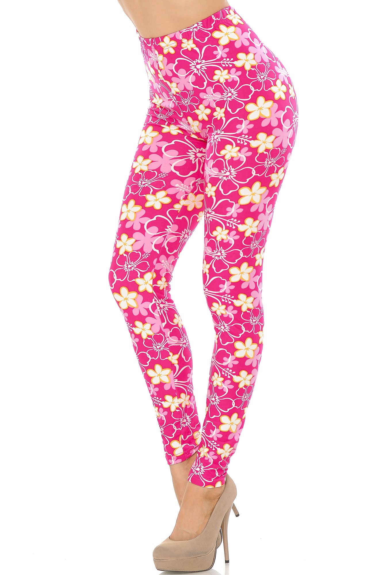 Wholesale Buttery Smooth Pink Daisy Leggings