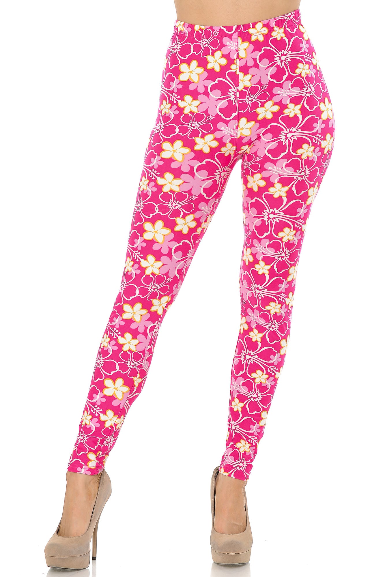 Wholesale Buttery Smooth Pink Daisy Leggings