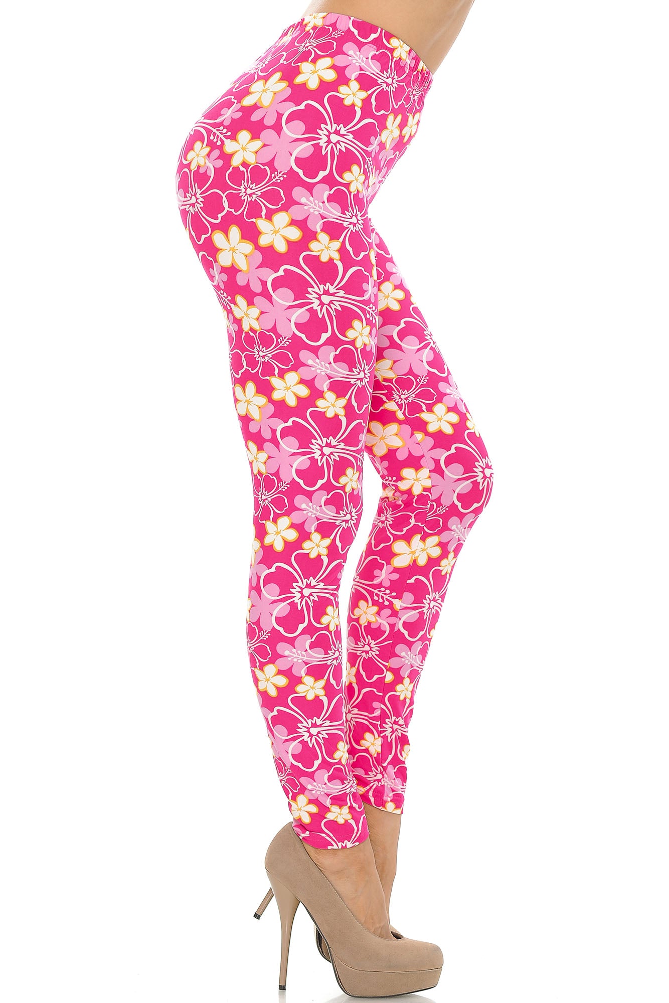 Wholesale Buttery Smooth Pink Daisy Leggings