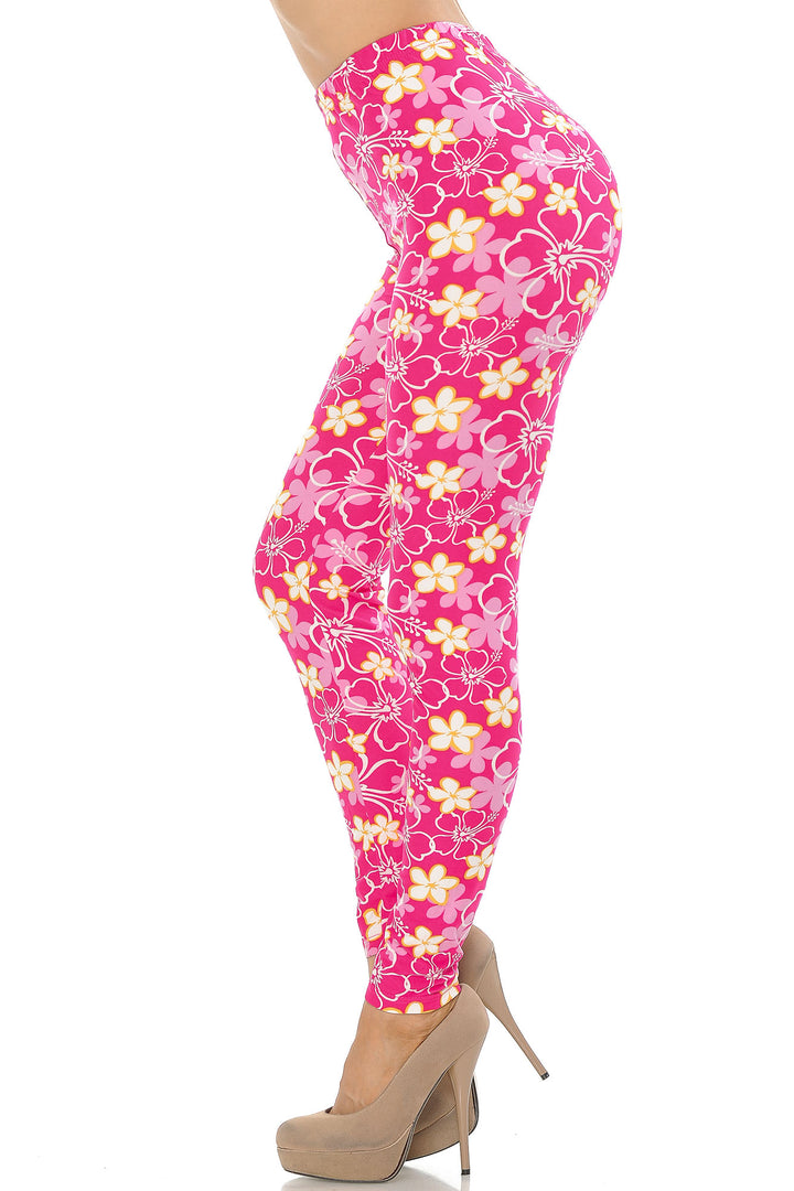 Wholesale Buttery Smooth Pink Daisy Leggings