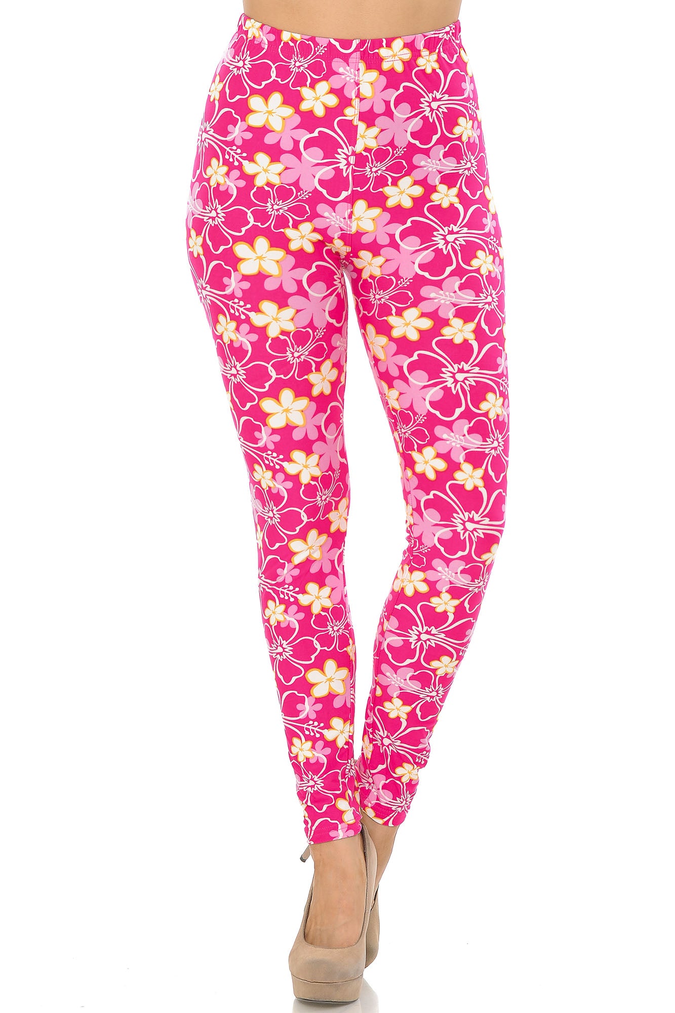 Wholesale Buttery Smooth Pink Daisy Leggings