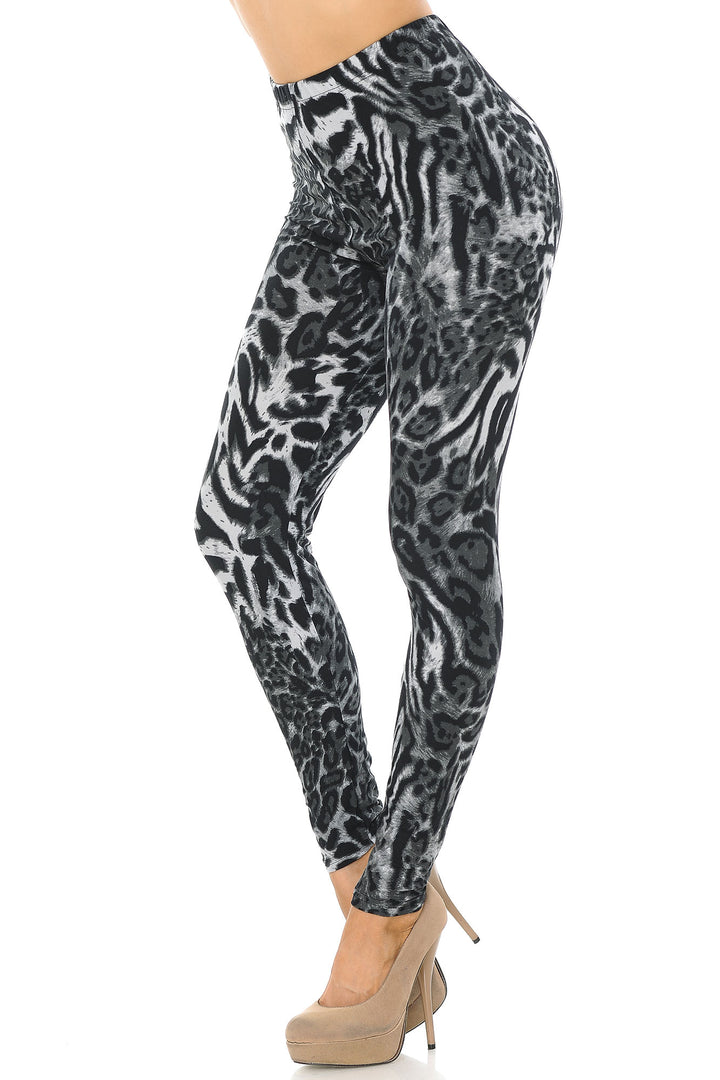 Wholesale Buttery Soft Black and White Siberian Tiger Leggings