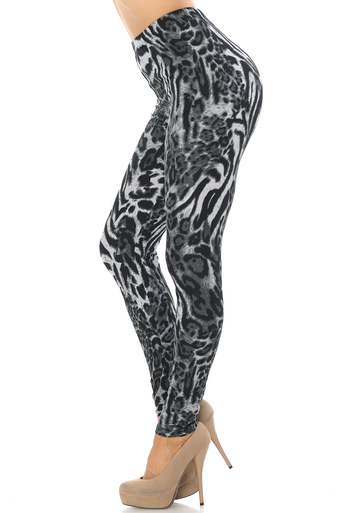Wholesale Buttery Soft Black and White Siberian Tiger Leggings
