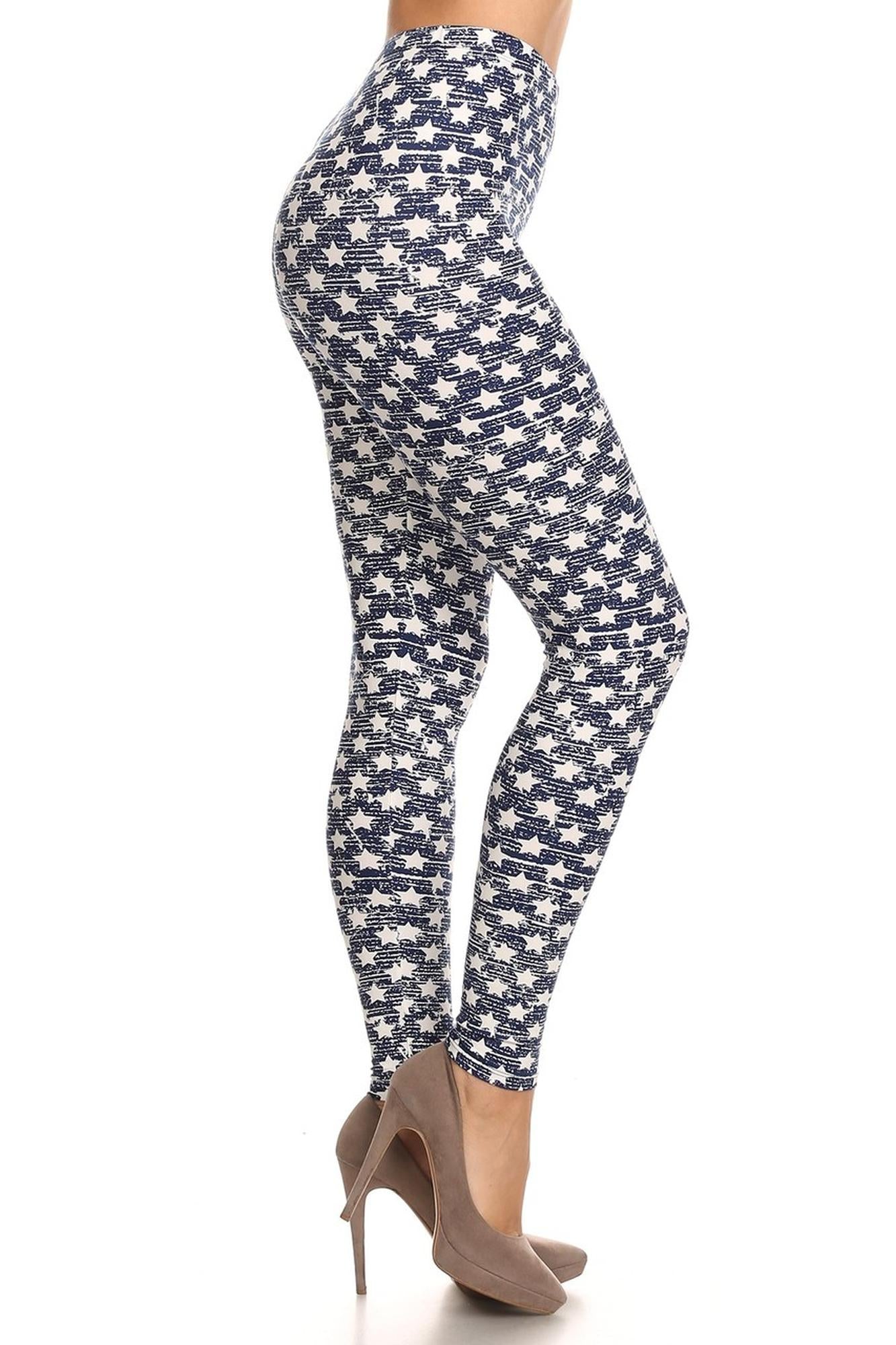 Wholesale Buttery Smooth Rustic Star Plus Size Leggings (One Size Plus)