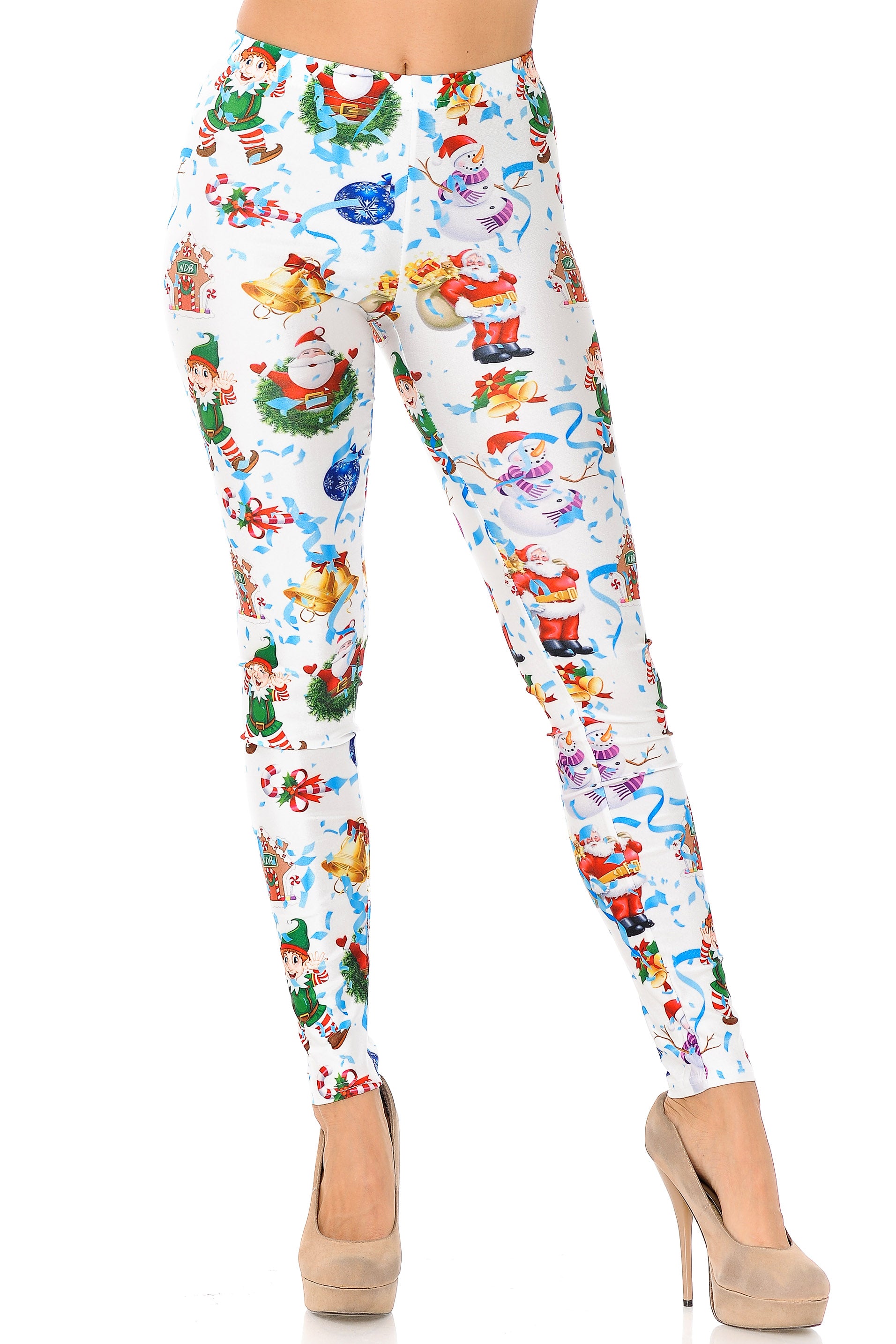 Wholesale White Wonderful Festive Christmas Leggings