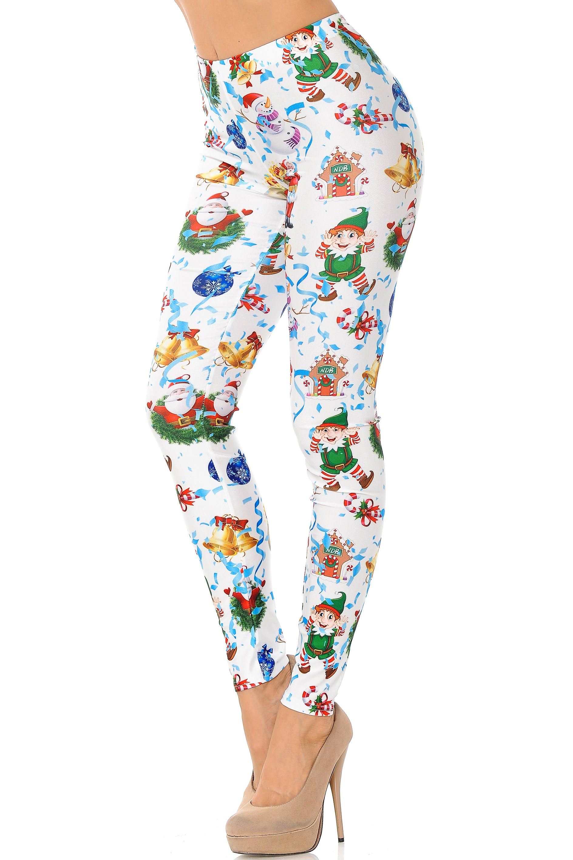 Wholesale White Wonderful Festive Christmas Leggings
