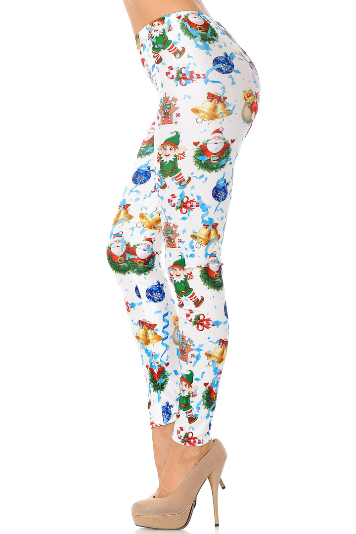 Wholesale White Wonderful Festive Christmas Leggings