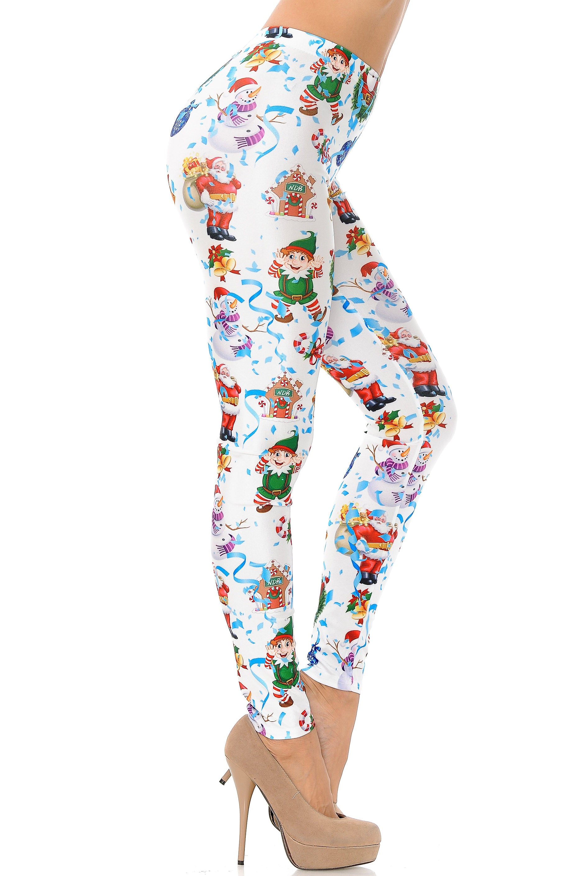 Wholesale White Wonderful Festive Christmas Leggings