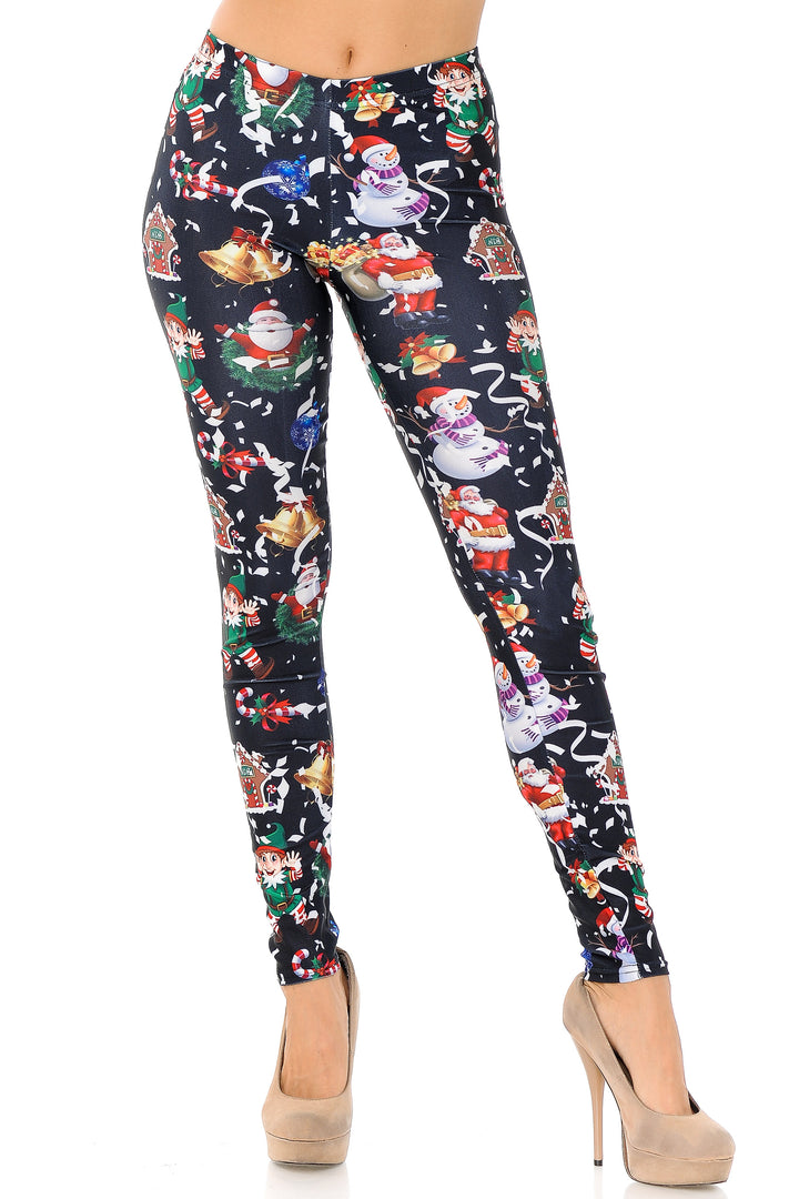 Wholesale Black Wonderful Festive Christmas Leggings