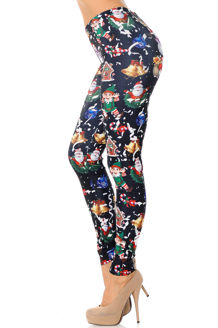 Wholesale Black Wonderful Festive Christmas Leggings