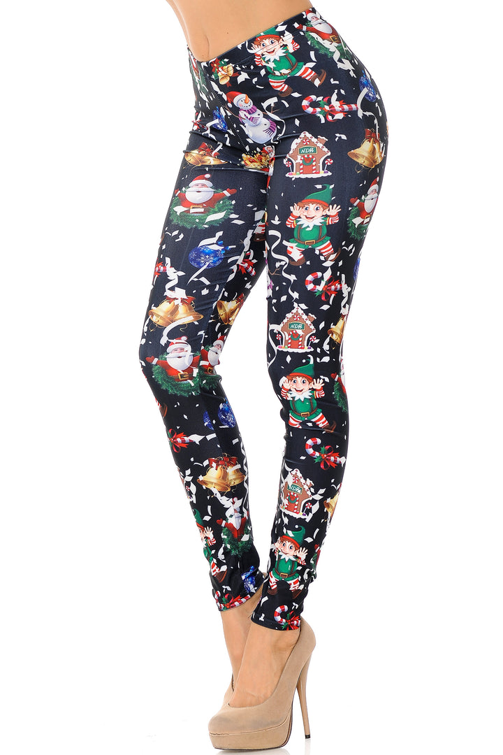Wholesale Black Wonderful Festive Christmas Leggings