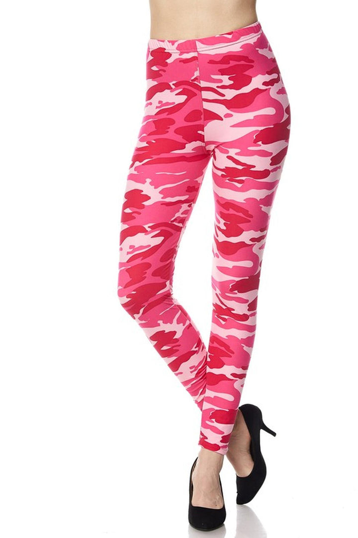 Wholesale Buttery Smooth Plus Size Pink Camouflage Leggings